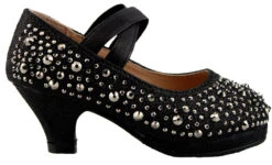 Ivy 20k Girls Rhinestone Embellished Cross Strapped Heels -Bamboo Store Ivy20KBlack 3