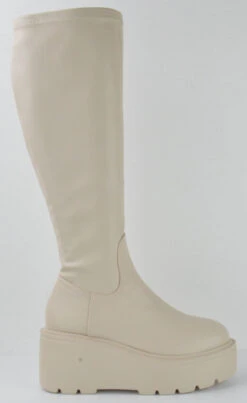 Jazz 8 Women's Knee High Flat Platform Chunky Boots -Bamboo Store Jazz8Ivory 1