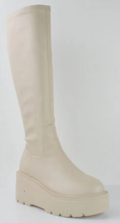 Jazz 8 Women's Knee High Flat Platform Chunky Boots -Bamboo Store Jazz8Ivory 3