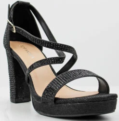 Josie 1 Women's Cross Strapped Platform Heeled Sandals -Bamboo Store Josie 1 BlackGLT 1
