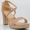 Josie 1 Women's Cross Strapped Platform Heeled Sandals -Bamboo Store Josie 1 RoseGold 1