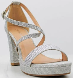 Josie 1 Women's Cross Strapped Platform Heeled Sandals -Bamboo Store Josie 1SilverGLT 1