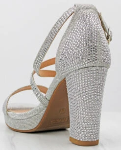 Josie 1 Women's Cross Strapped Platform Heeled Sandals -Bamboo Store Josie 1SilverGLT 2