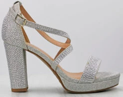 Josie 1 Women's Cross Strapped Platform Heeled Sandals -Bamboo Store Josie 1SilverGLT 3