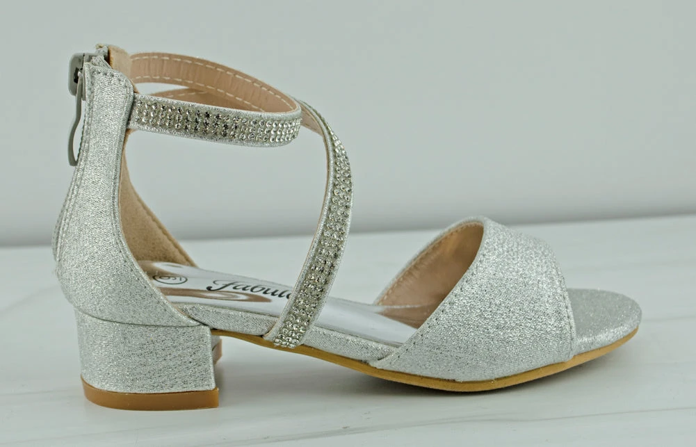 Kally 7K Little Girls Strappy Rhinestone Dress Heel Sandals 4 Kally 7K Little Girls Strappy Rhinestone Dress Heel Sandals - Image 2