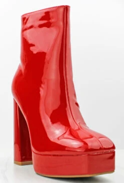 Kay 8 Women's Patent Chunky Platform Ankle Booties -Bamboo Store Kay 9 RedPat 1