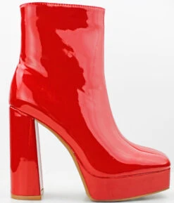 Kay 8 Women's Patent Chunky Platform Ankle Booties -Bamboo Store Kay 9 RedPat 3