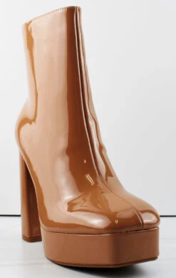 Kay 8 Women's Patent Chunky Platform Ankle Booties