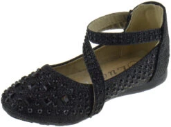 KD 01 KS Little Girls Ballet Ballerina Flats -Bamboo Store Kd01ksBlack 3