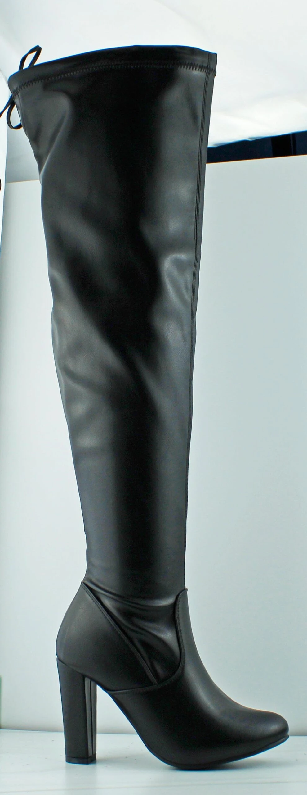 Keen 25 Women's Pleather Thigh High Heeled Boots 4 Keen 25 Women's Pleather Thigh High Heeled Boots - Image 2