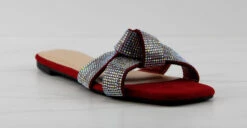 Bamboo Kick 38 Womens Criss Cross Strap Rhinestone Embellished Knot Flat Slip On Sandals