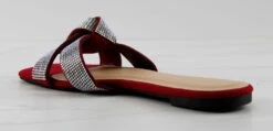 Bamboo Kick 38 Womens Criss Cross Strap Rhinestone Embellished Knot Flat Slip On Sandals -Bamboo Store Kick38Red 3