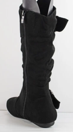 Forever Klein 70 Women's Double Buckle Accent Slouched Mid Calf Boots -Bamboo Store Klein70Black3