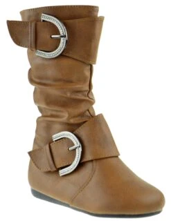 Klein 80KS Girl's Buckled Slouchy Rhinestone Riding Boot 10 Klein 80KS Girl's Buckled Slouchy Rhinestone Riding Boot -Bamboo Store Klein80ksTanPU 1