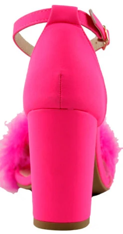 Konner 30Women's Fur Chunky High Heel StrappySandals -Bamboo Store Konner30HotPink 4