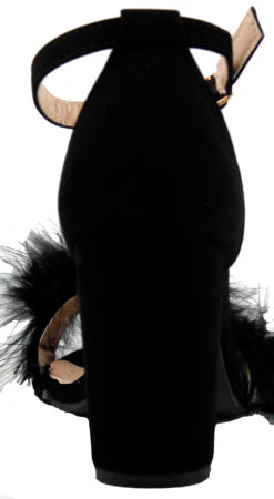 Konner 30Women's Fur Chunky High Heel StrappySandals -Bamboo Store Konnor30Black 4