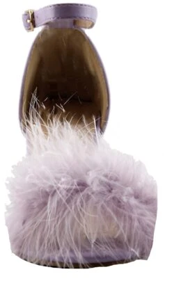 Konner 30Women's Fur Chunky High Heel StrappySandals -Bamboo Store Konnor30Lavender 2