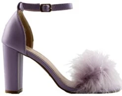 Konner 30Women's Fur Chunky High Heel StrappySandals -Bamboo Store Konnor30Lavender 3