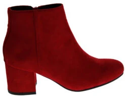 Ladd 1 Womens Faux Suede Chunky Heeled Zip Up Ankle Booties -Bamboo Store Ladd1Red 3