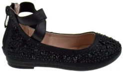 Larissa 83K Little Girls Rhinestone Elastic Strap Ballet Flats 36 Larissa 83K Little Girls Rhinestone Elastic Strap Ballet Flats -Bamboo Store Larissa83kBlack 2