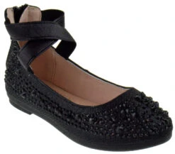 Larissa 83K Little Girls Rhinestone Elastic Strap Ballet Flats 35 Larissa 83K Little Girls Rhinestone Elastic Strap Ballet Flats -Bamboo Store Larissa83kblack 1