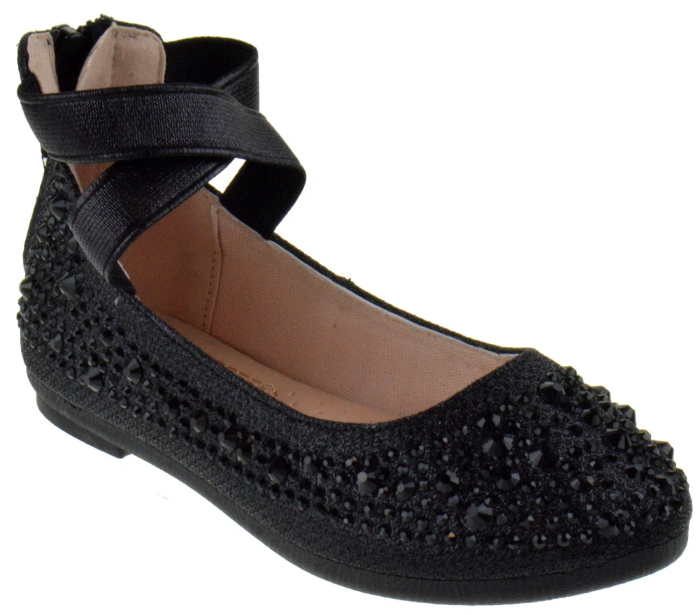 Larissa 83K Little Girls Rhinestone Elastic Strap Ballet Flats 18 Larissa 83K Little Girls Rhinestone Elastic Strap Ballet Flats - Image 16