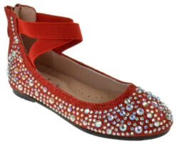 Larissa 83K Little Girls Rhinestone Elastic Strap Ballet Flats 26 Larissa 83K Little Girls Rhinestone Elastic Strap Ballet Flats -Bamboo Store Larissa83kred 1