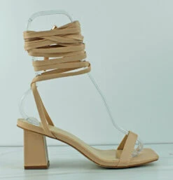 Bamboo Lasting 43 Womens Thin Strap Wrap Up Dress Heeled Sandals -Bamboo Store Lasting43Nude 2