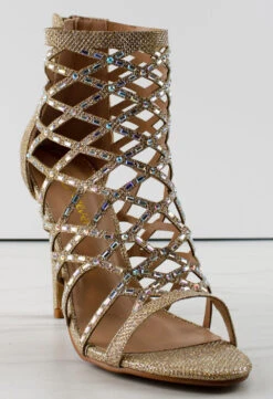 Forever Lilli 11 Women's Caged Embellished Stiletto Dress Heels -Bamboo Store Lilli1 5