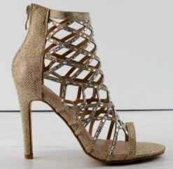 Forever Lilli 11 Women's Caged Embellished Stiletto Dress Heels -Bamboo Store Lilli1 6