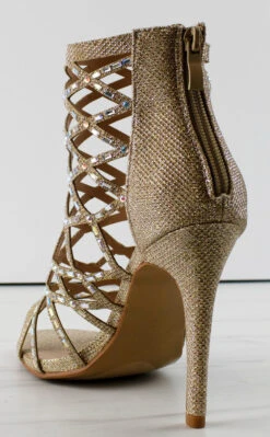 Forever Lilli 11 Women's Caged Embellished Stiletto Dress Heels -Bamboo Store Lilli1 7