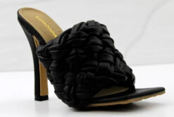 Litty Womens Thick Braided Strap Square Toe Heeled Sandals