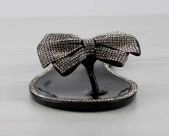Forever Lucid 13 Womens Rhinestone Embellished Bow Jelly Flip Flops -Bamboo Store Lucid13Black 2