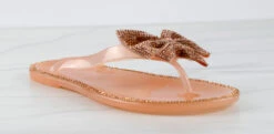 Forever Lucid 13 Womens Rhinestone Embellished Bow Jelly Flip Flops -Bamboo Store Lucid13Nude 1