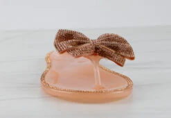 Forever Lucid 13 Womens Rhinestone Embellished Bow Jelly Flip Flops -Bamboo Store Lucid13Nude 2