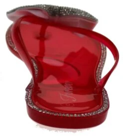 Forever Lucid 13 Womens Rhinestone Embellished Bow Jelly Flip Flops -Bamboo Store Lucid13Red 1