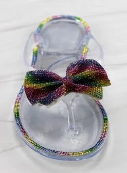 Forever Lucid 13 Womens Rhinestone Embellished Bow Jelly Flip Flops -Bamboo Store Lucid13multi 4