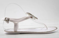 Forever Lucid 15 Womens Sling Back Rhinestone Embellished Bow T Strap Jelly Sandals -Bamboo Store Lucid15White 2