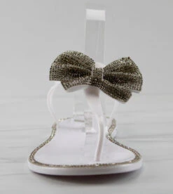 Forever Lucid 15 Womens Sling Back Rhinestone Embellished Bow T Strap Jelly Sandals -Bamboo Store Lucid15White 4