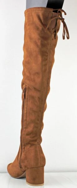 Lucy 1 Women's Suede Knee High Block Heeled Boots -Bamboo Store Lucy 1 Brown 2