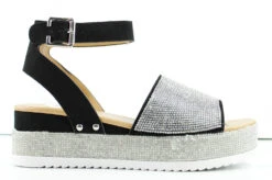 Forever Luxury 96 Women's Rhinestone Wide Band Buckled Platform Sandals -Bamboo Store Luxury96 1