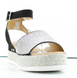 Forever Luxury 96 Women's Rhinestone Wide Band Buckled Platform Sandals -Bamboo Store Luxury96 2