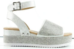 Forever Luxury 96 Women's Rhinestone Wide Band Buckled Platform Sandals -Bamboo Store Luxury96 4