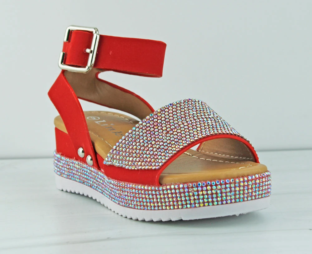 Luxury 96k Little Buckle Girl's Platform Wide Rhinestone Band Sandals 9 Luxury 96k Little Buckle Girl's Platform Wide Rhinestone Band Sandals - Image 7