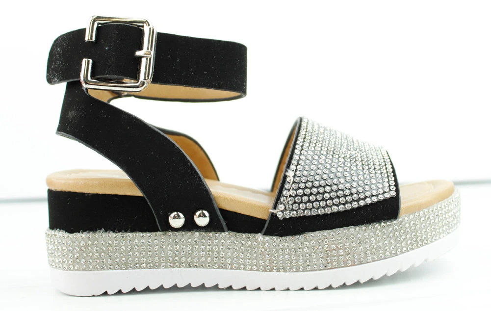 Luxury 96k Little Buckle Girl's Platform Wide Rhinestone Band Sandals 7 Luxury 96k Little Buckle Girl's Platform Wide Rhinestone Band Sandals - Image 5