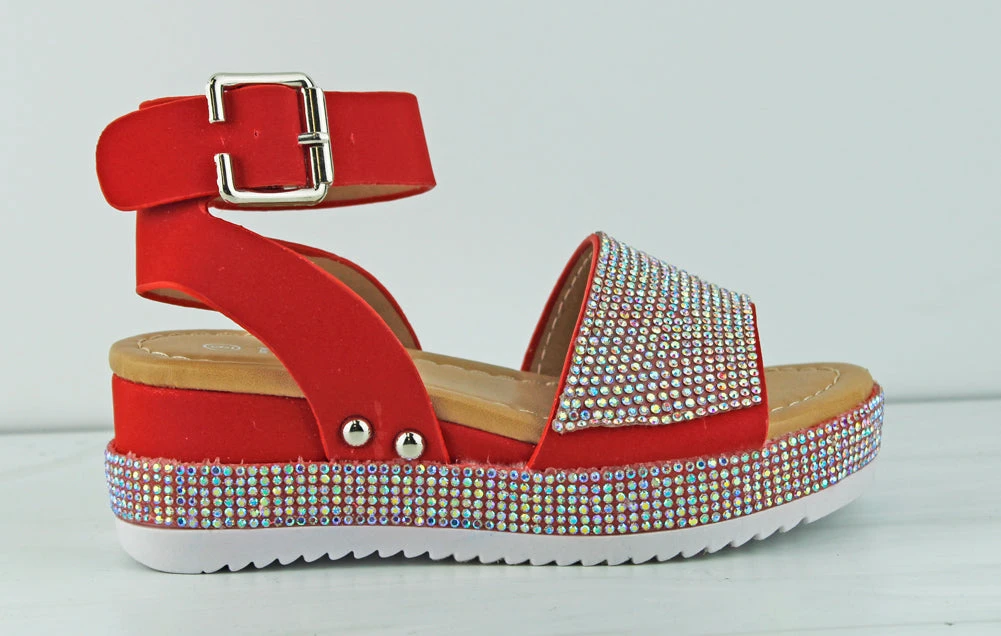 Luxury 96k Little Buckle Girl's Platform Wide Rhinestone Band Sandals 10 Luxury 96k Little Buckle Girl's Platform Wide Rhinestone Band Sandals - Image 8