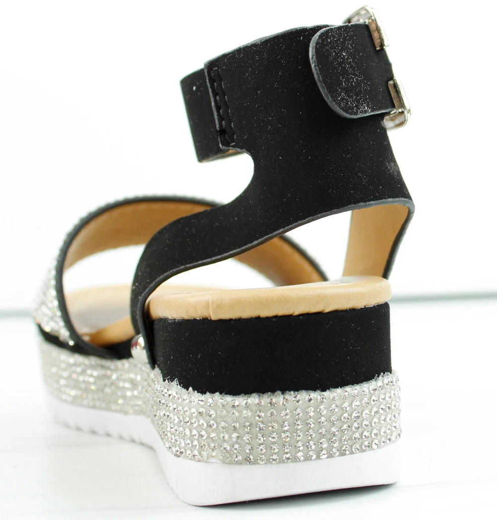 Luxury 96k Little Buckle Girl's Platform Wide Rhinestone Band Sandals 8 Luxury 96k Little Buckle Girl's Platform Wide Rhinestone Band Sandals - Image 6