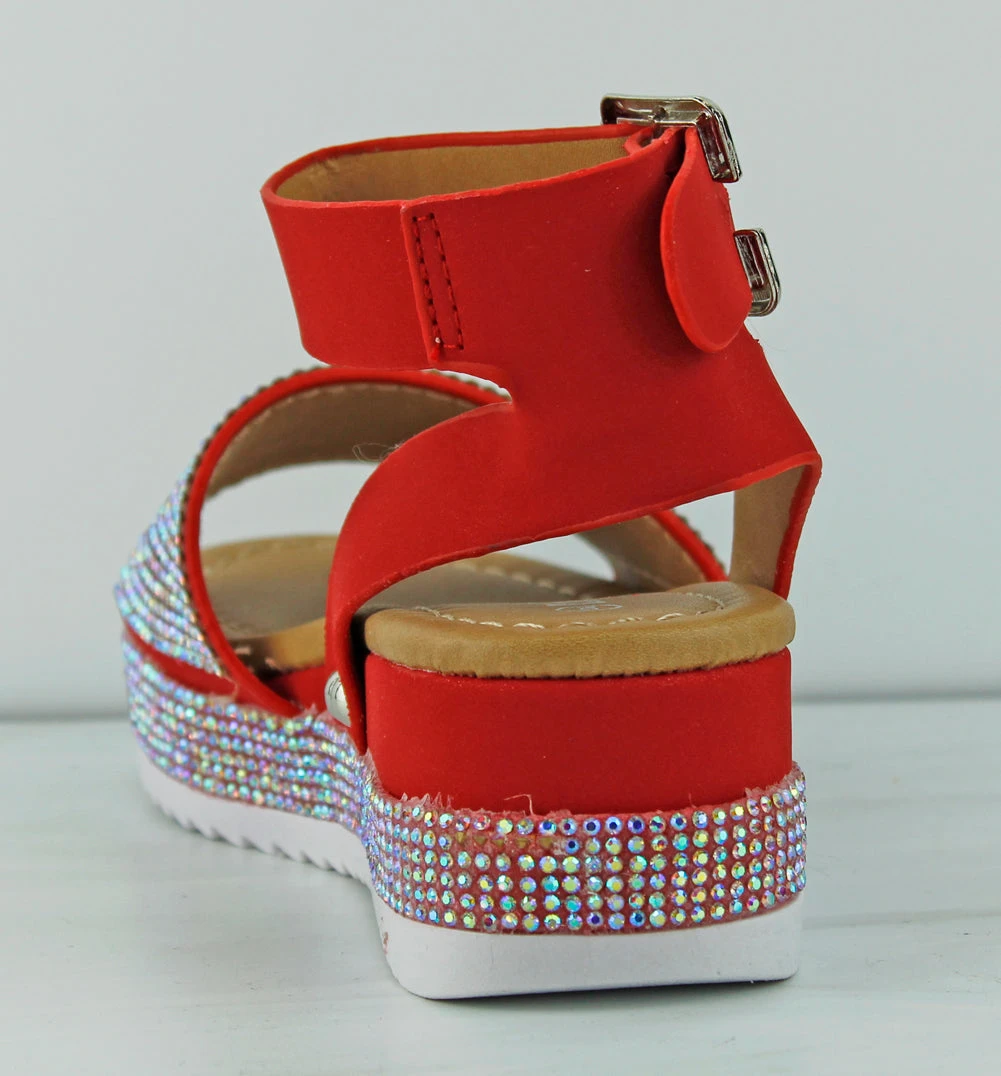 Luxury 96k Little Buckle Girl's Platform Wide Rhinestone Band Sandals 11 Luxury 96k Little Buckle Girl's Platform Wide Rhinestone Band Sandals - Image 9