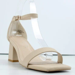 Bamboo Lasting-12 Womens Square Toe Single Band Heel Sandals -Bamboo Store MG 7867