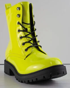 Machin Women's Patent Lace Up Combat Boots 11 Machin Women's Patent Lace Up Combat Boots -Bamboo Store MachinNeonYellow